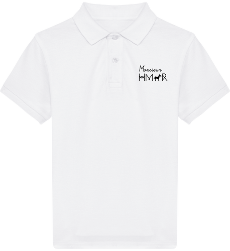 Polo Enfant blanc en coton Bio brodé Mr Hmar - Monsieur Hmar