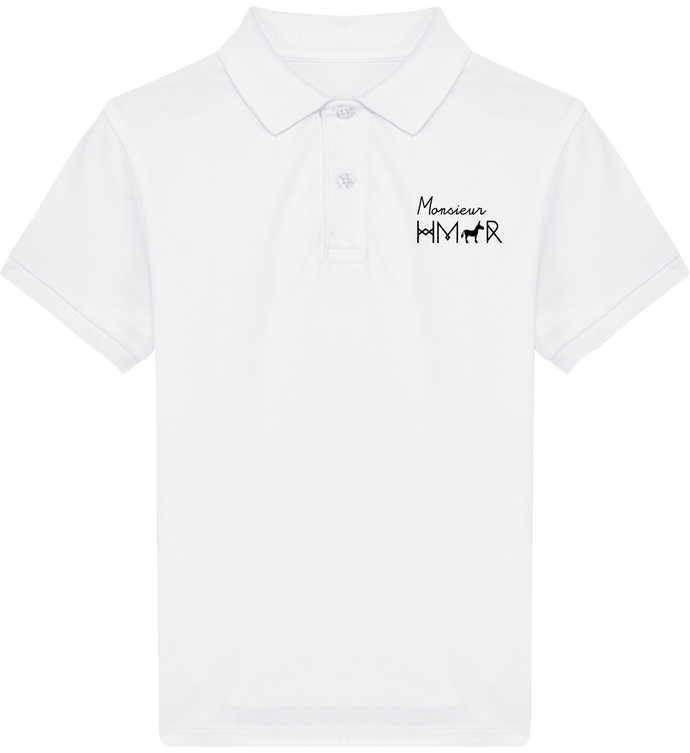 Polo Enfant blanc en coton Bio brodé Mr Hmar - Monsieur Hmar