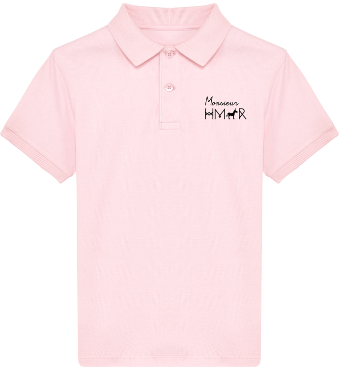 Polo Enfant rose en coton Bio brodé Mr Hmar - Monsieur Hmar