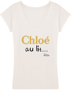 Tee Shirt Femme col V manche retroussé Chloé au lit