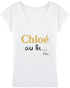 Tee Shirt Femme col V manche retroussé Chloé au lit